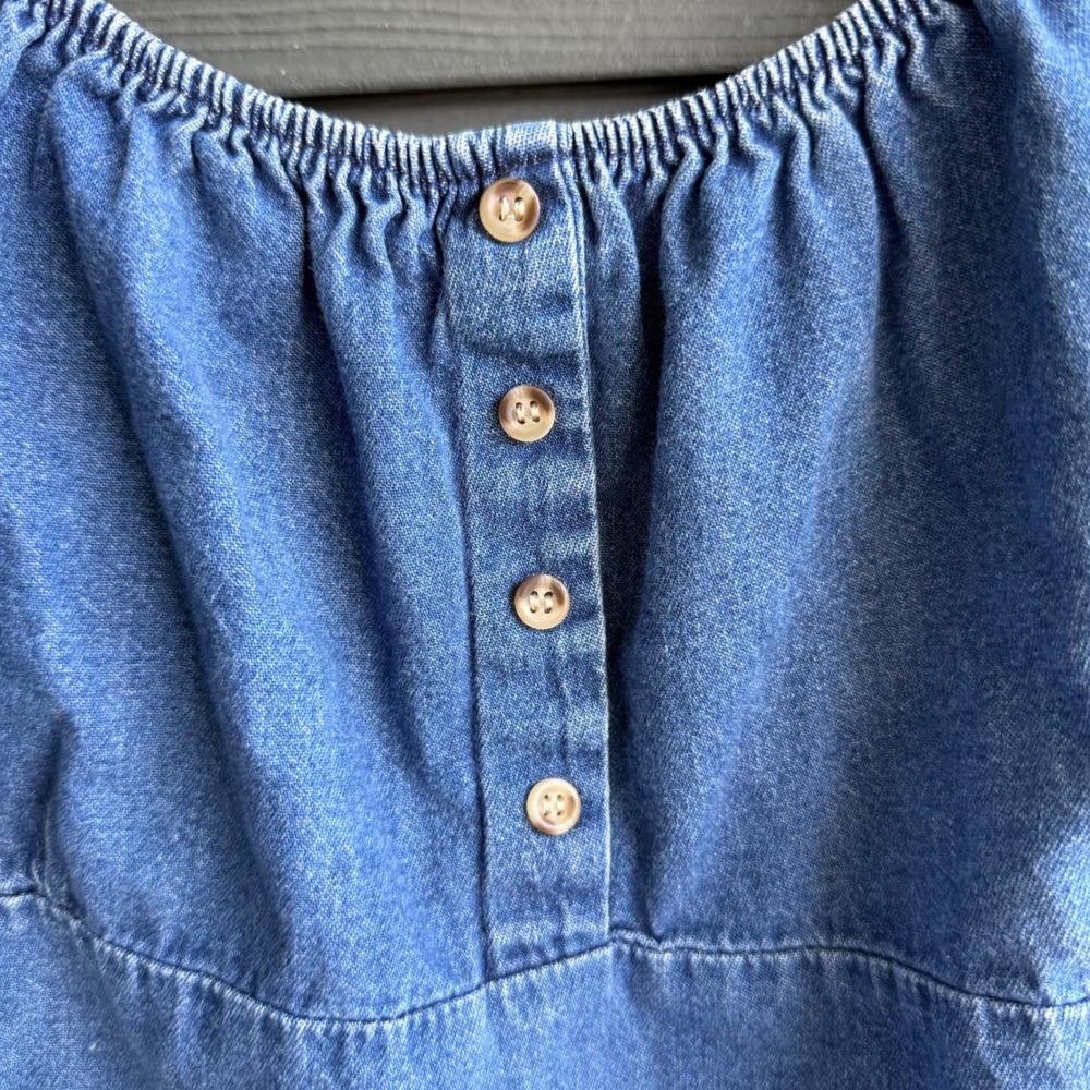 Zoey Beth Plus Chambray Peasant Tank Top Blue Babydoll Denim Blouse - Picture 5 of 8